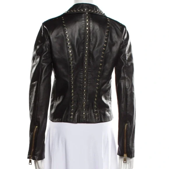 Versace Versus collection gold studded leather jacket size 46 - Picture 3 of 12